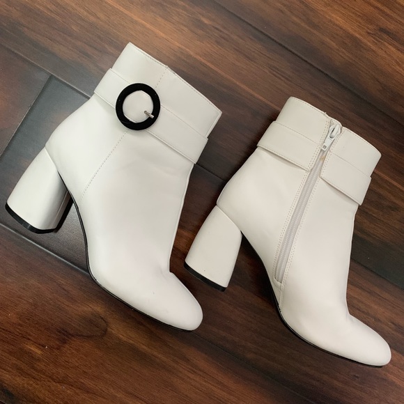 Nine West Shoes - Nine West Kyra Boots Chunky Heel White Size 6.5